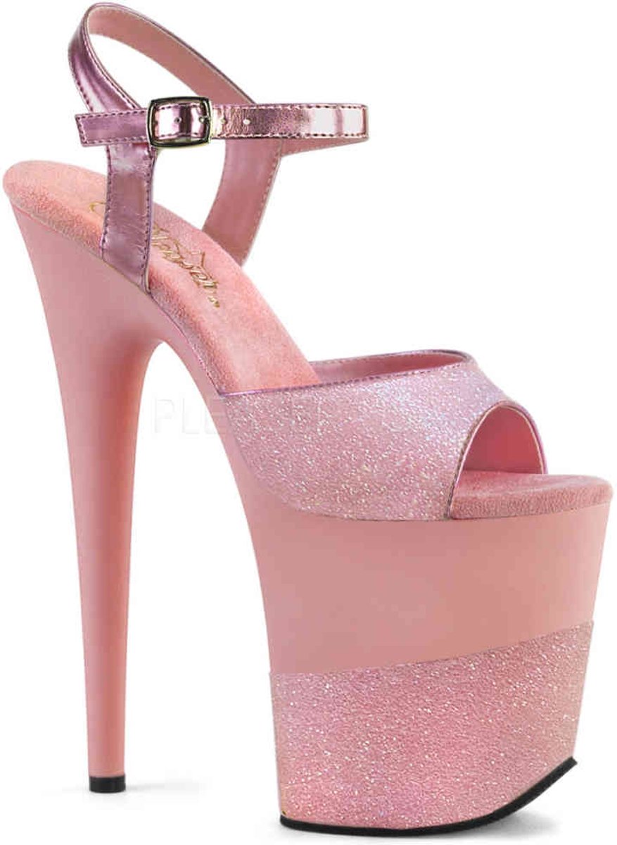 EU 35 = US 5 | FLAMINGO-809-2G | 8 Heel, 4 PF Ankle Strap Sandal w/ Glitter Wrapped PF